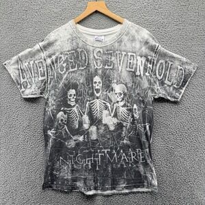 Avenged Sevenfold Nightmare Shirt Mens Large All Over Print Skulls